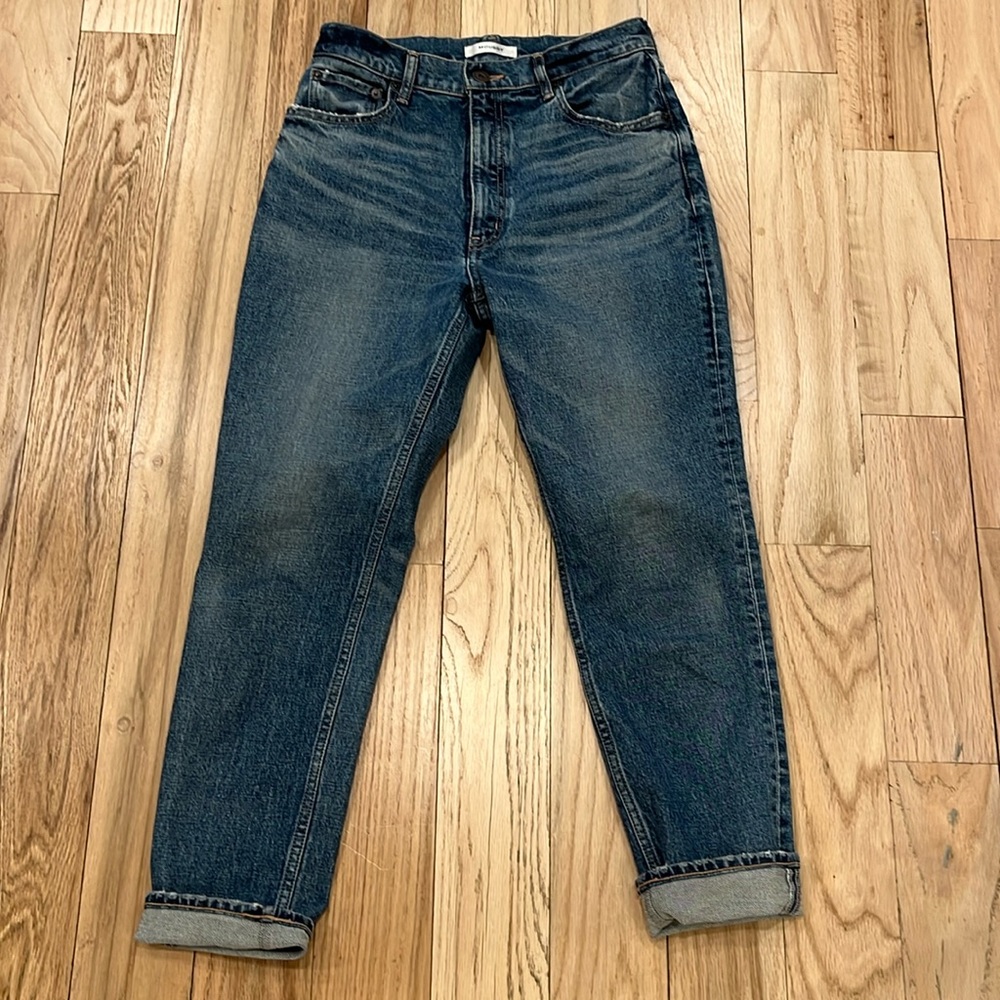 Moussy boyfriend jeans size 27 dark blue with some fading